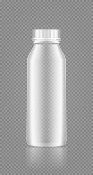 Yaourt, lait, jus bouteille transparente vide avec maquette de couvercle — Image vectorielle