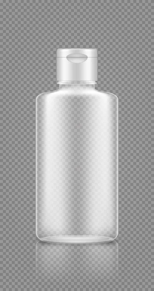 Shampoo, gel kosong transparan botol mockup. Desain paket plastik - Stok Vektor