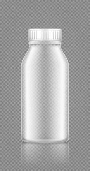 Mockup garrafa transparente vazio para iogurte, leite, suco ou xampu . —  Vetores de Stock