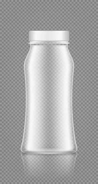 Maqueta de botella transparente vacía para yogur, leche, jugo, agua o champú — Vector de stock