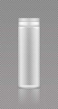 Boş şeffaf vitamin veya plastik kavanoz modellemesi