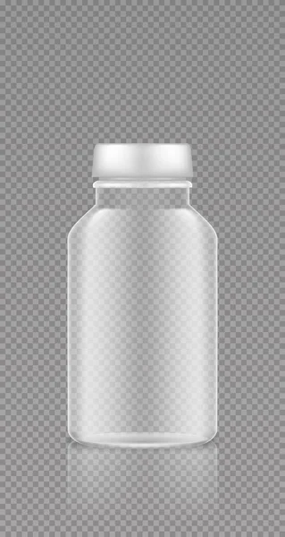 Empty transparent plastic bottle mockup for supplement or medicine pills — Stock Vector