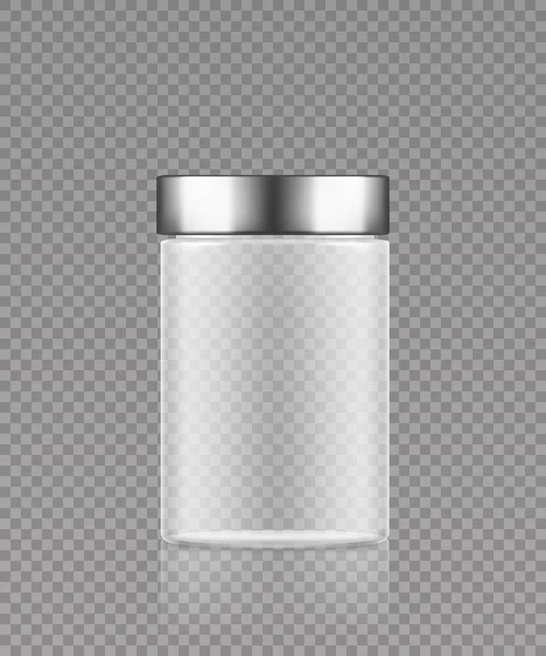 Empty transparent plastic bottle mockup with silver cap. — Stock Vector
