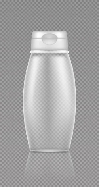 Maqueta de botella cosmética transparente vacía para gel de ducha, champú, loción, crema, limpiador — Vector de stock