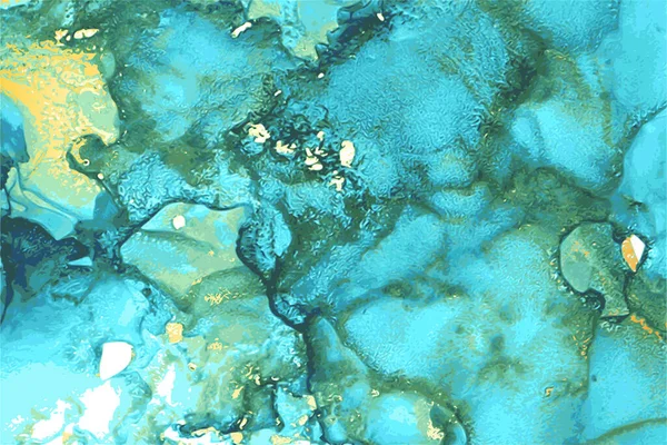 Efecto mármol azul, verde, textura de piedra de oro — Vector de stock
