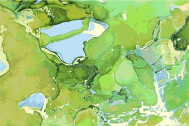 Mermer efekt zümrüt, yeşil, altın taş desenli. Alkol mürekkebi