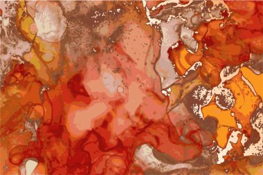 Mermer etkisi kırmızı ve altın rengi taş dokusu. Alkol mürekkebi oryantal tekniği