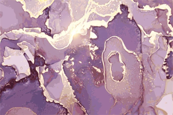 Lila Violette Und Goldene Marmor Abstrakten Hintergrund Alkohol Tinte Orientalische — Stockvektor