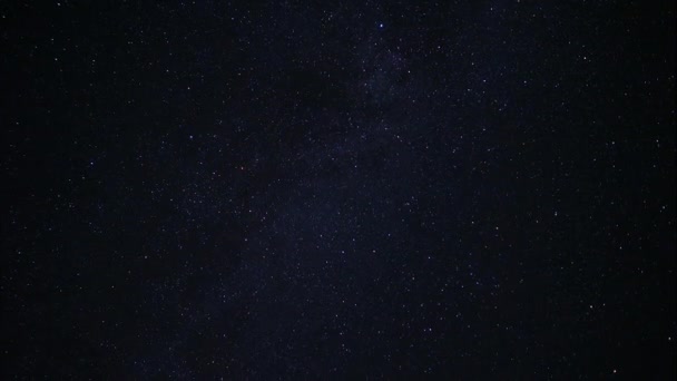 Starfall op een sterrenhemel. Fascinerend schouwspel. Nachtelijke hemel achter de kruin van een boom. Starfall op een sterrenhemel. Fascinerend schouwspel. Time-lapse — Stockvideo