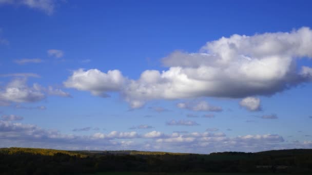 Białe chmury. jesień las. czas okrążeń — Wideo stockowe