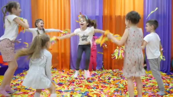 Childrens playroom. Paper show for children. Stock Footage