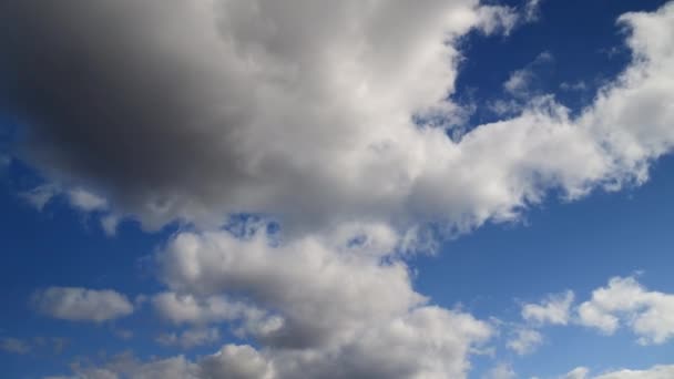 Wolken op een blauwe lente hemel — Stockvideo