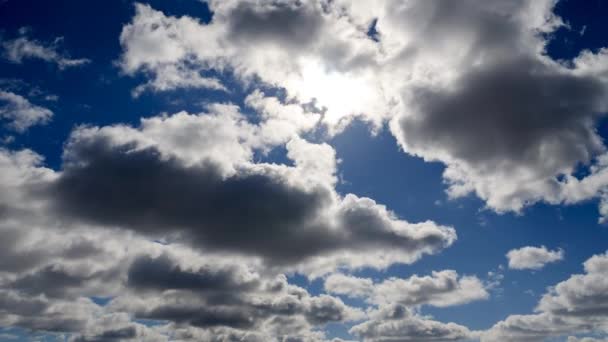 Nubes en un cielo azul de primavera — Vídeo de stock