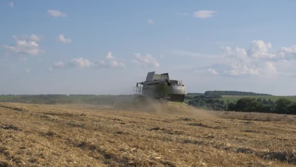 21 de julho de 2020 - Editorial - Mtsensk, região de Oryol, Rússia: Combine CLAAS LEXION 560 V750. Colheita sazonal de grãos. Combine colheitadeira no campo. — Vídeo de Stock