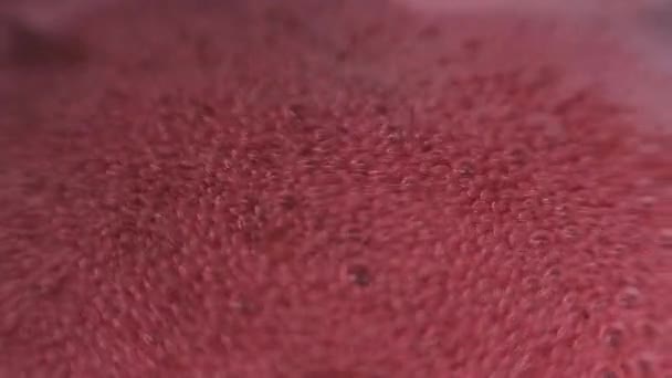 Малинове Варення Процесі Закипання Малиновий Сироп Рожевий Фон Бульбашками Малиною — стокове відео