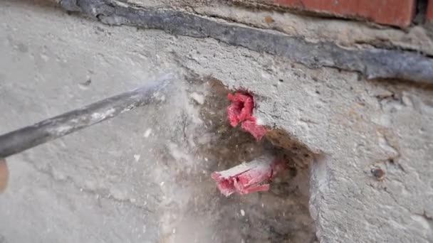 Travaux Construction Puncher Faire Des Trous Dans Béton Base Béton — Video