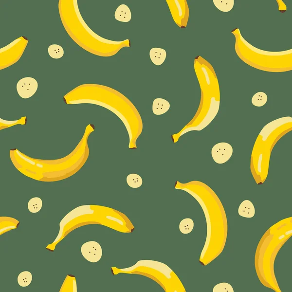 Modello Esotico Estivo Vettoriale Con Banane Gialle Design Della Texture — Vettoriale Stock
