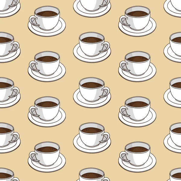 Modèle Sans Couture Vectoriel Avec Tasses Café — Image vectorielle