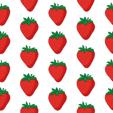 Çilekli, pürüzsüz bir desen. Grafiksel biçimlendirilmiş çizim.