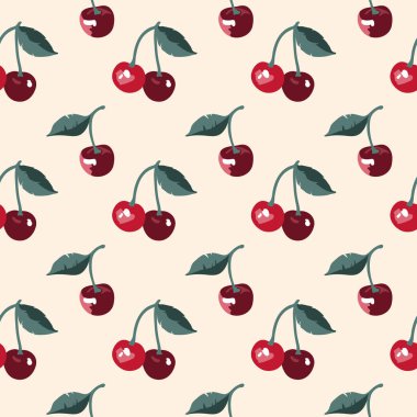 Vektör yaz desen tatlı kiraz ile. Sorunsuz doku tasarım.