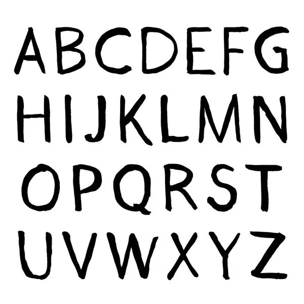Handritat Alfabet Kalligrafiteckensnitt Moderna Borstbokstäver Grunge Stil Alfabet — Stock vektor