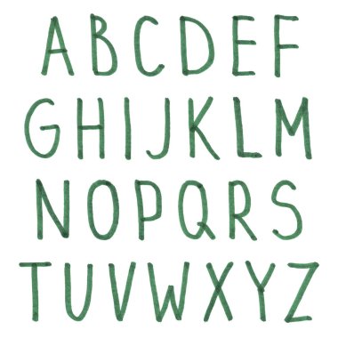 El çizimi alfabe. Kaligrafi yazı tipi. Modern fırça harfleri. Grunge tarzı alfabe.