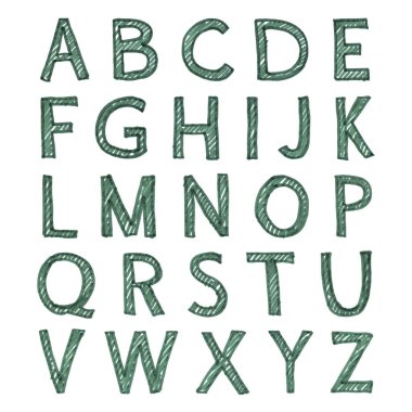 El çizimi alfabe. Kaligrafi yazı tipi. Modern fırça harfleri. Grunge tarzı alfabe.