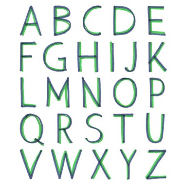 El çizimi alfabe. Kaligrafi yazı tipi. Modern fırça harfleri. Grunge tarzı alfabe.