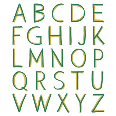 El çizimi alfabe. Kaligrafi yazı tipi. Modern fırça harfleri. Grunge tarzı alfabe.