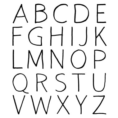 Alfabe çizilmiş. Hat yazı tipi. Modern brushpen yazı. Grunge tarzı alfabesi.