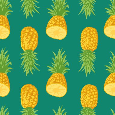 Ananaslı vektör yaz modeli. Kusursuz doku tasarımı.