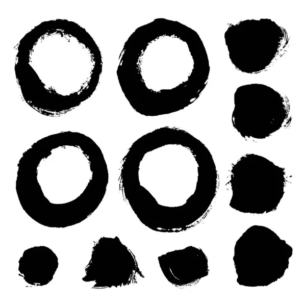 Vector collection of hand-drawn elements: drops, lines, splashes, points, brush strokes. Isolated on white background. Black and white