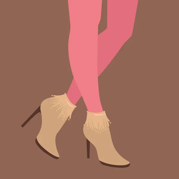 女人的腿和脚与时尚的彩色鞋袜 明亮的鞋子 平面设计风格 矢量说明 — 图库矢量图片