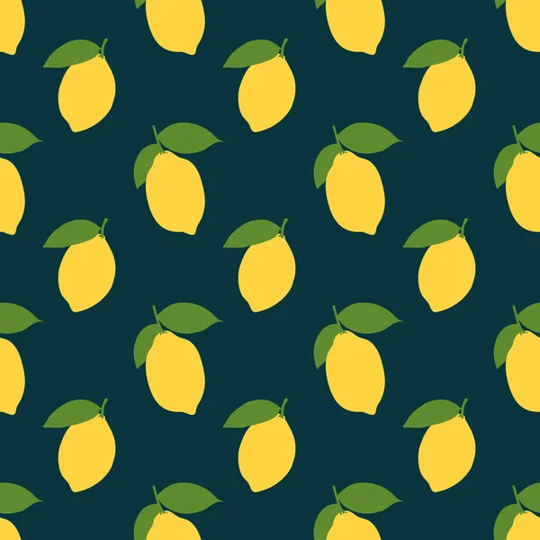 Векторный Летний Узор Лимонами Листьями Бесшовный Текстурный Дизайн — стоковый вектор