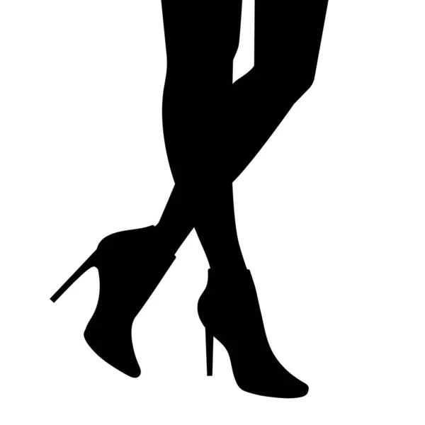 女人的腿和脚 穿着时髦的鞋子 黑色和白色的鞋子 平面设计风格 矢量说明 — 图库矢量图片