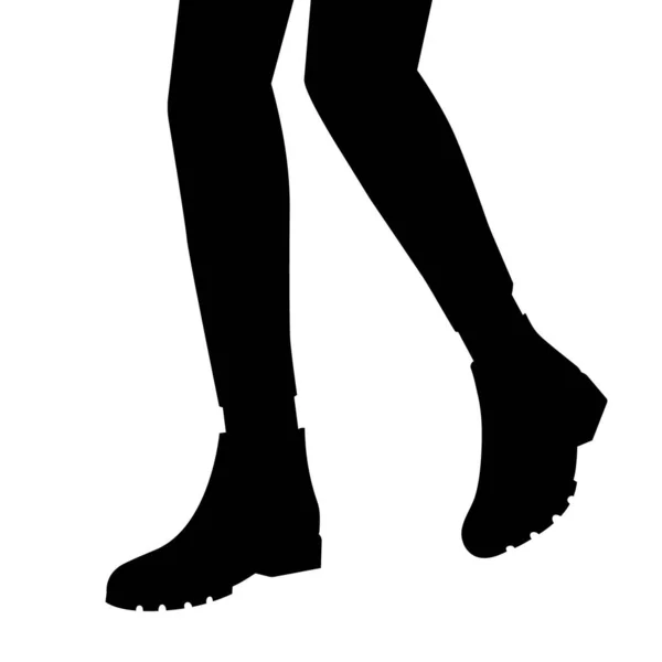 女人的腿和脚 穿着时髦的鞋子 黑色和白色的鞋子 平面设计风格 矢量说明 — 图库矢量图片
