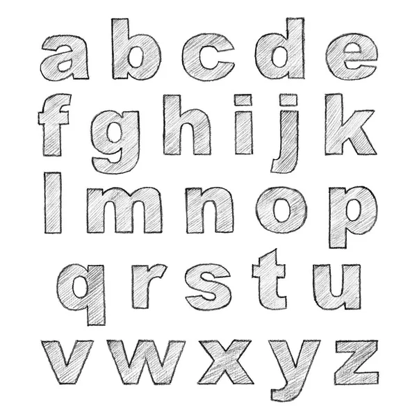 Χειροποίητο Αλφάβητο Καλλιγραφία Γραμματοσειράς Μοντέρνα Γράμματα Μολυβιού Αλφάβητο Στυλ Grunge — Φωτογραφία Αρχείου