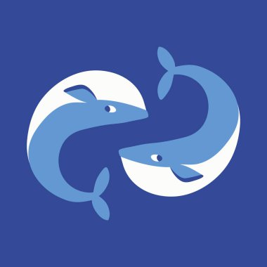 Vektör izole balinalar. Hayvanlarla deniz illüstrasyonu.