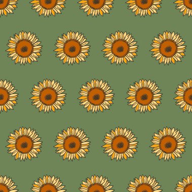 Sarı ayçiçekleri olan kusursuz vektör deseni