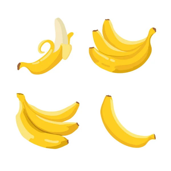 Conjunto Verão Vetorial Bananas Isoladas Fundo Branco —  Vetores de Stock