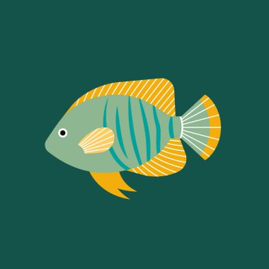 İzole edilmiş balığın vektör çizimi. El çizimi tasarım ögesi