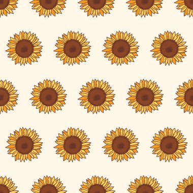 Sarı ayçiçekleri olan kusursuz vektör deseni