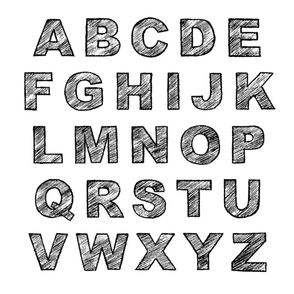 Handgezeichnetes Alphabet Kalligraphie Schrift Moderne Bleistiftschrift Alphabet Grunge Stil — Stockvektor