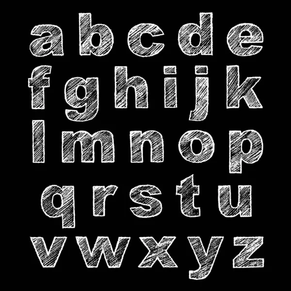 Met Hand Getekend Alfabet Kalligrafie Lettertype Moderne Krijtletters Grunge Stijl — Stockvector