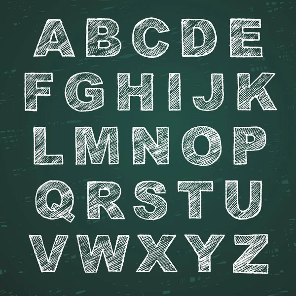 Hand Drawn Alphabet Calligraphy Font Modern Chalk Lettering Letters Green — Stock Vector