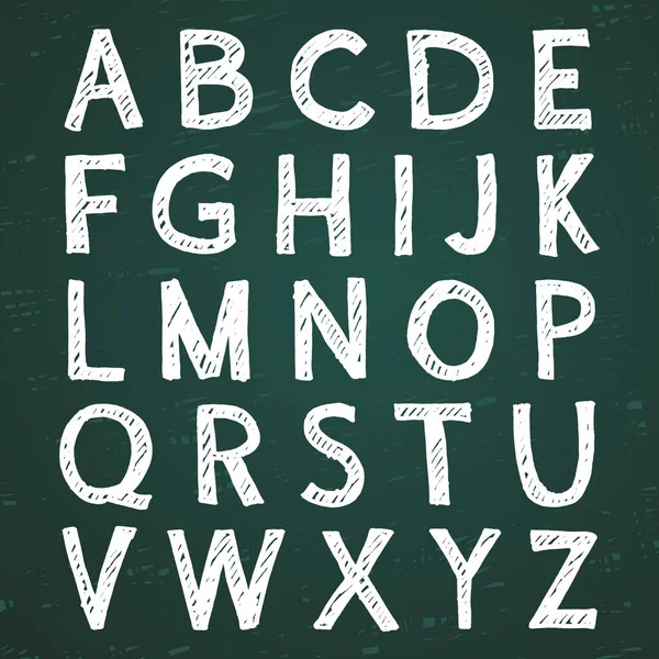 Hand Drawn Alphabet Calligraphy Font Modern Chalk Lettering Letters Green — Stock Vector