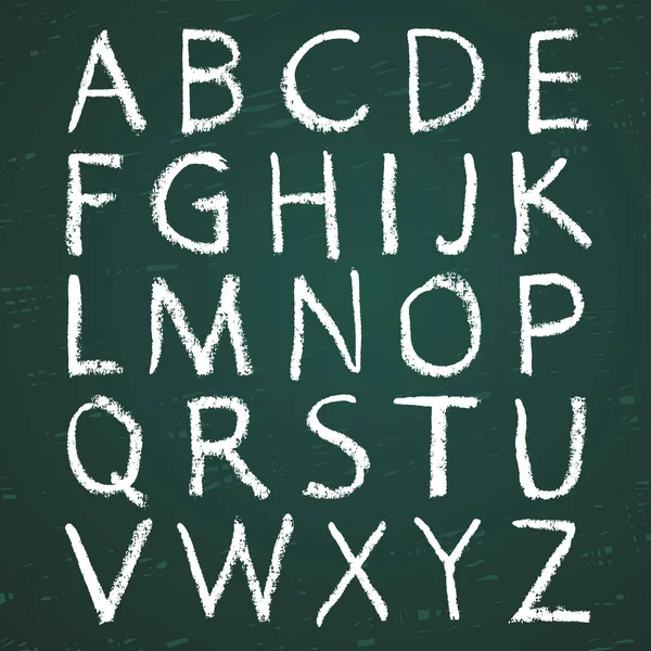 Hand Drawn Alphabet Calligraphy Font Modern Chalk Lettering Letters Green — Stock Vector