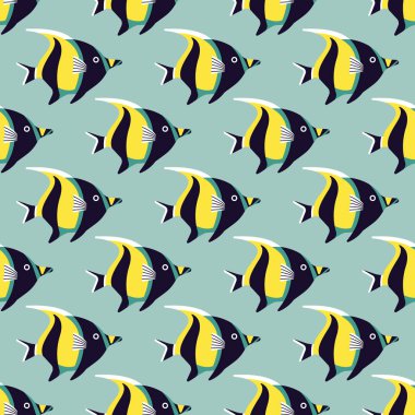Balıklarla vektör kusursuz desen. Yaratıcı tasarım ögesi