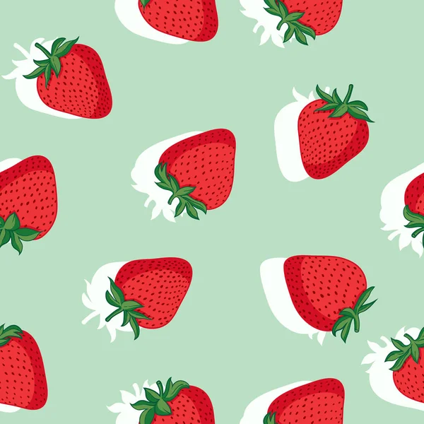 Patrón Sin Costura Vectorial Con Fresas Dibujo Gráfico Estilizado — Vector de stock