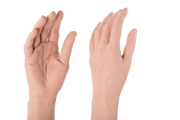 Groep silicone prothese handen, geneeskunde roze implantaten — Stockfoto
